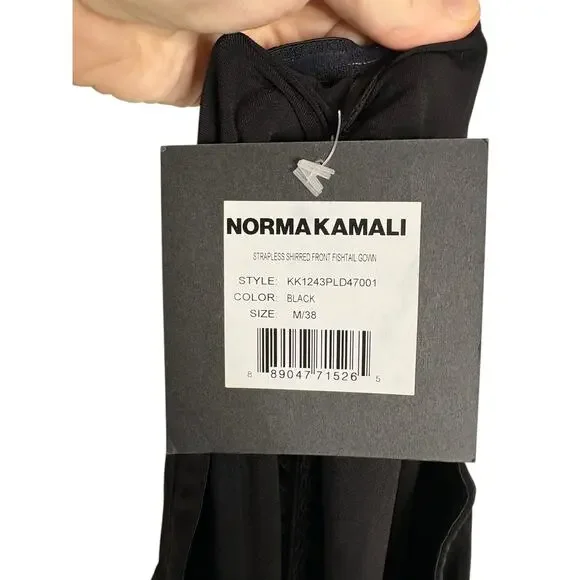 Norma Kamali Strapless Shirred Front Fishtail Gown Formal Party Classy Gala Sz M